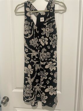 CAbi Black and Cream Floral Sleeveless Dress
